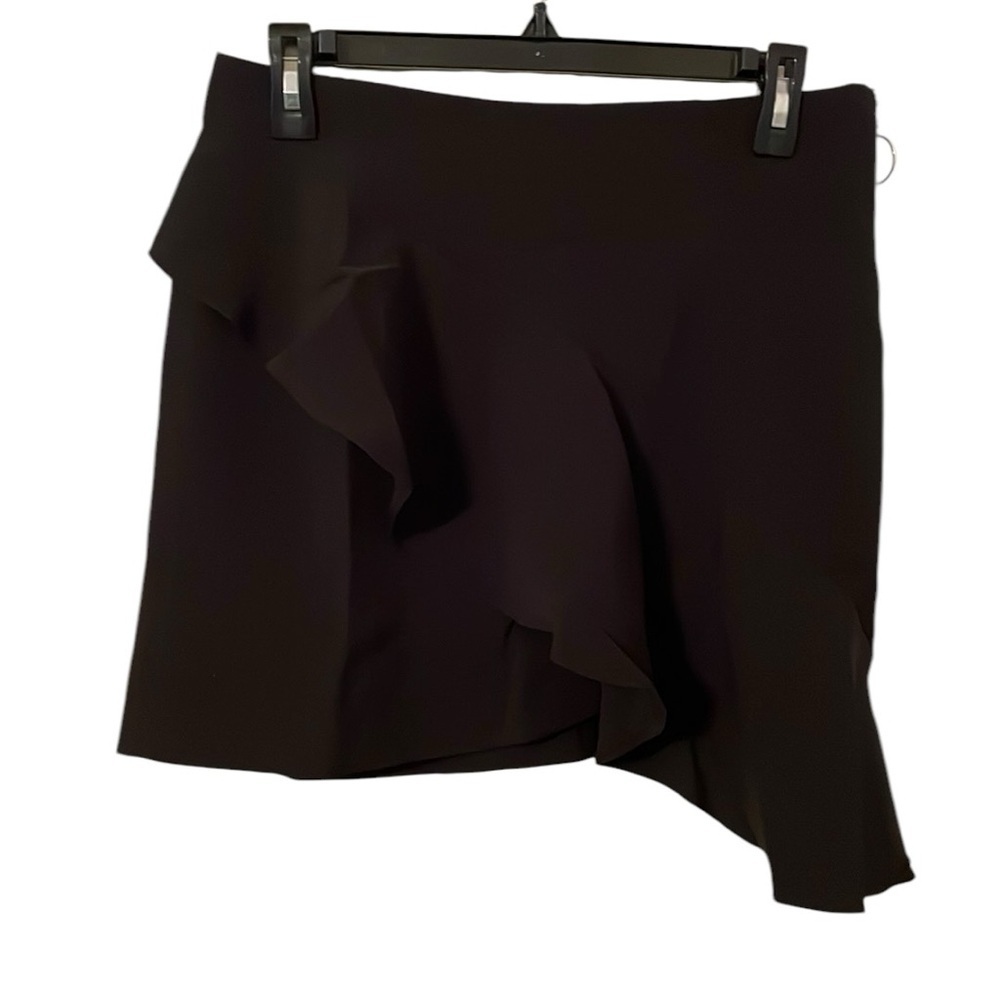 ENGLISH FACTORY | Women’s Black Asymmetrical Ruffle Side Zip Skirt Size M